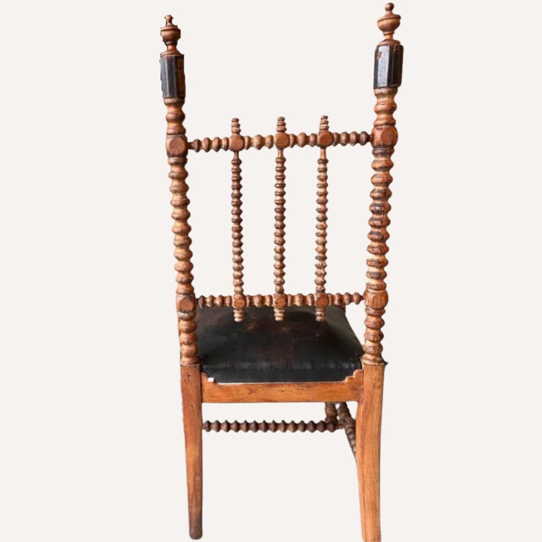 French Bobbin Chair With Leather Seat, Ca 1850 1860 photo furniture