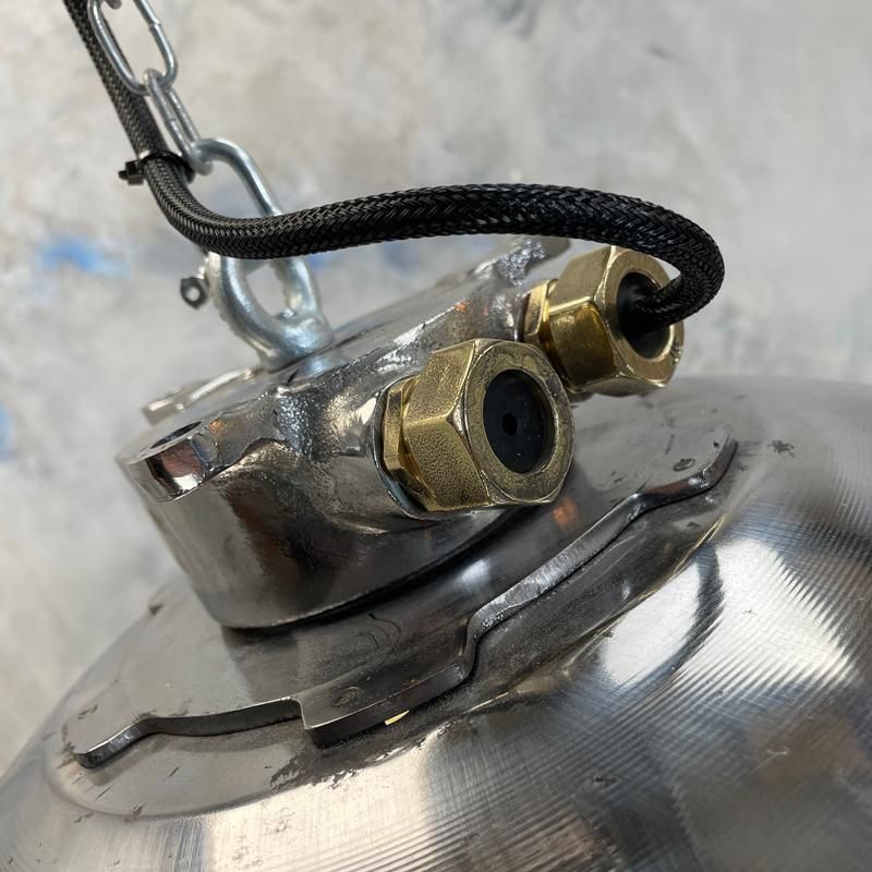 1980's Japanese Cast Steel Explosion Proof Pendant   Glass Dome, Shade & Cage photo 300.0