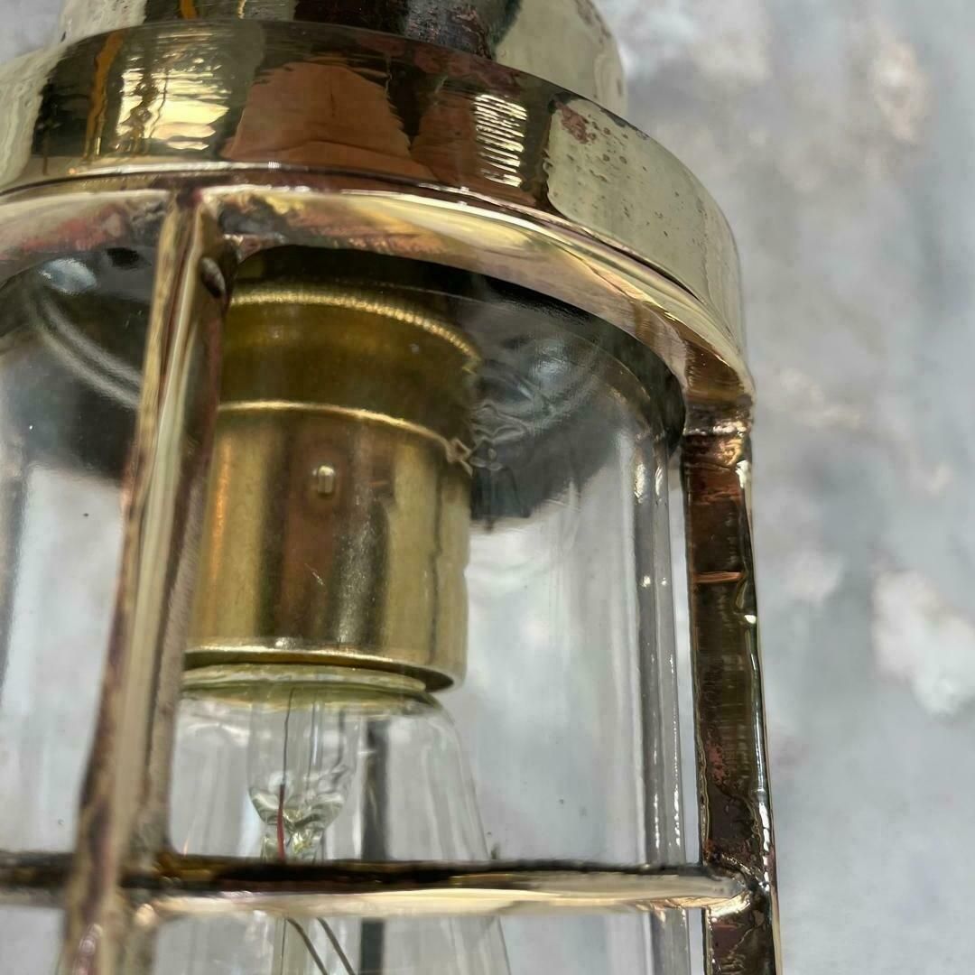 1970's Dutch Industrial Rotterdam Brass 90 Degree Wall Lamp   Glass Dome & Cage photo for sale