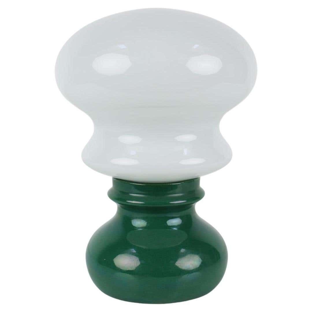 Vintage Glass And Ceramic Table Lamp Osvetlovaci Sklo Valasske Mezirici, 1970s