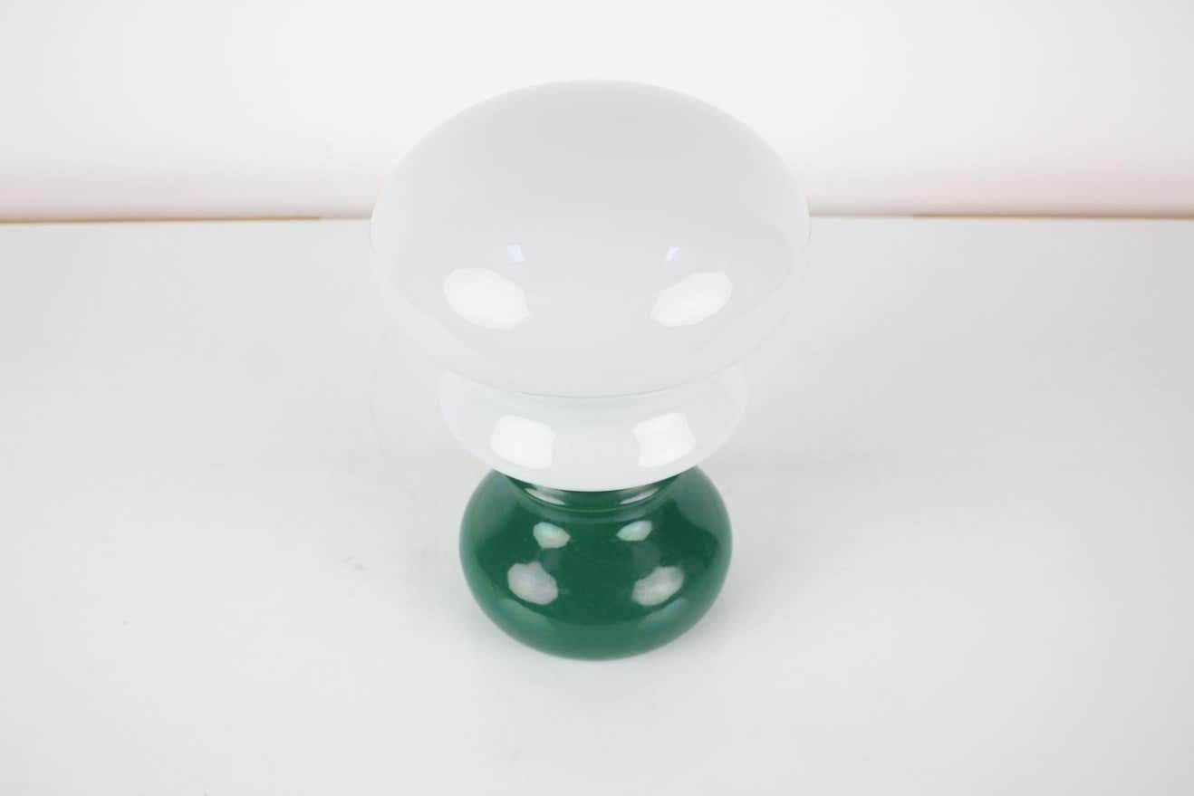 Vintage Glass And Ceramic Table Lamp Osvetlovaci Sklo Valasske Mezirici, 1970s photo for sale