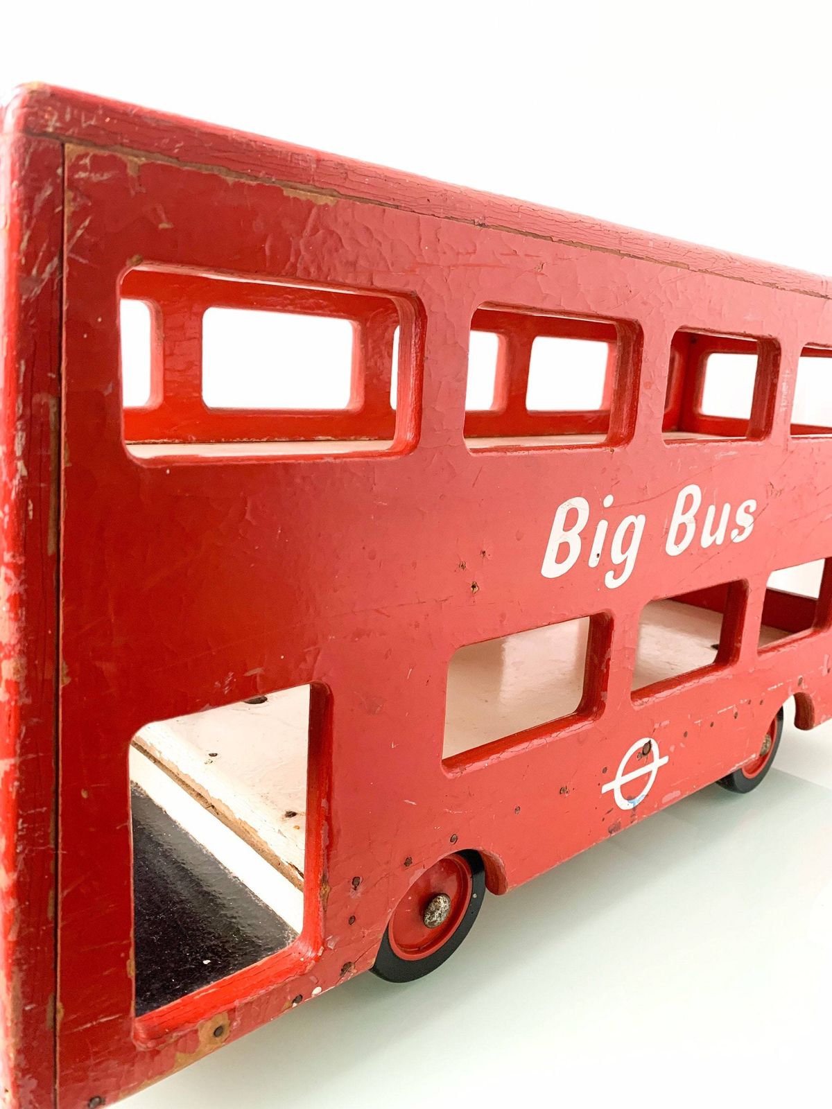 Vintage Large Wooden Red Bus, 1960s photo vintage