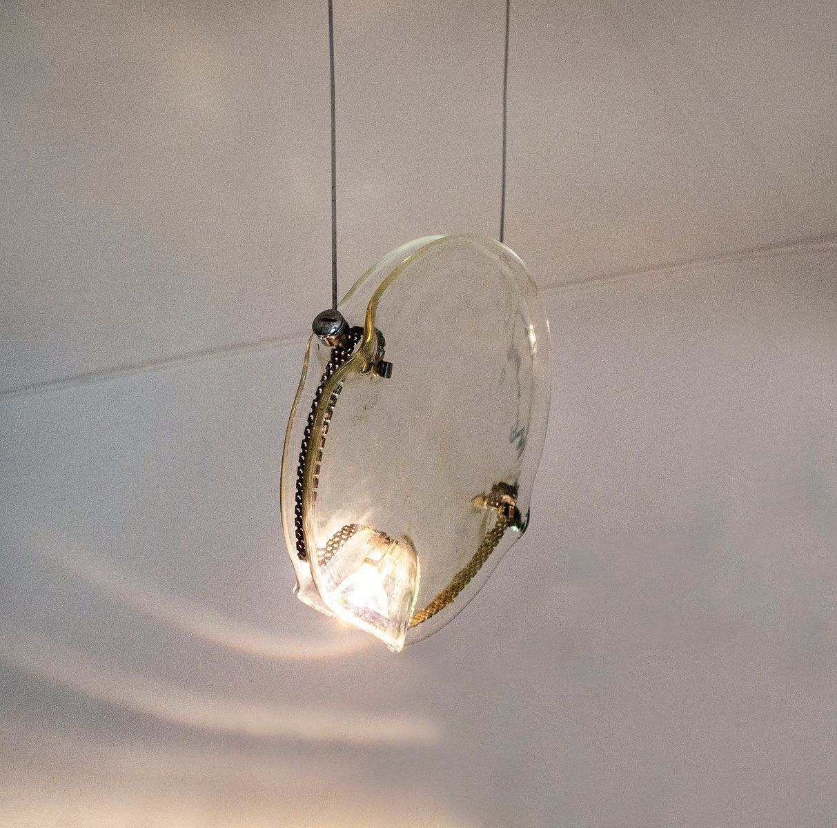 Postmodern Glass Ceiling Lamp From Saporiti Italia, 1980s photo for sale