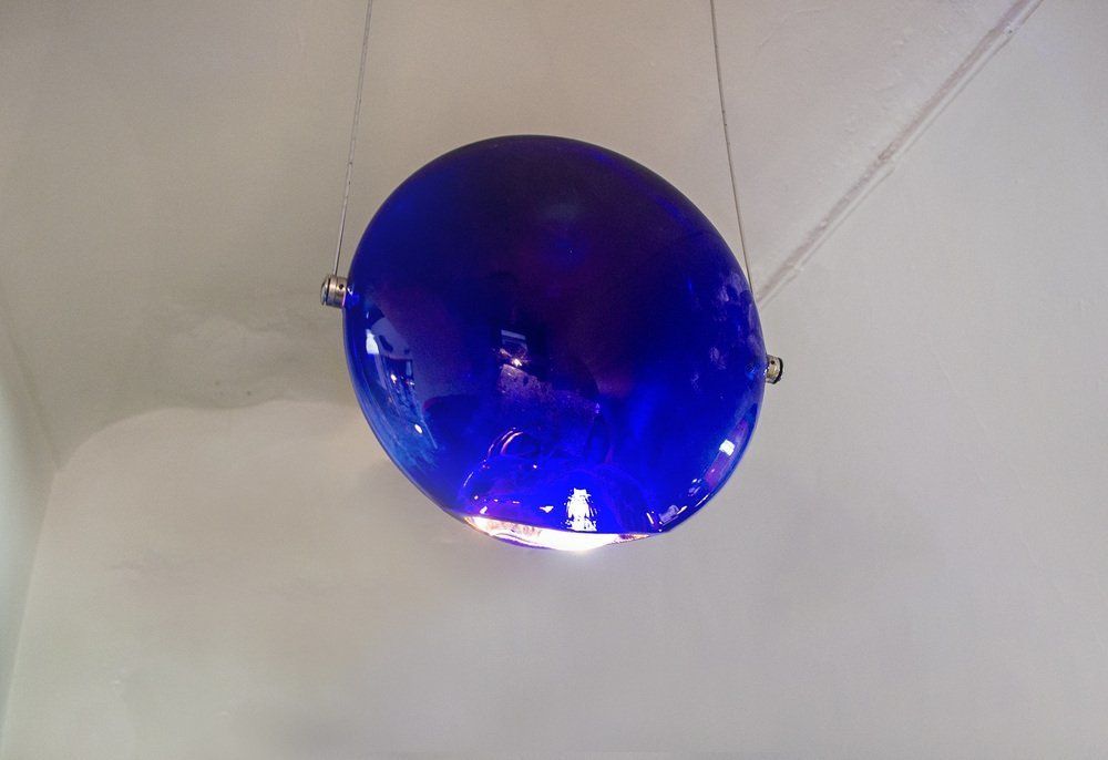 Postmodern Glazen Plafondlamp Van Saporiti Italia, Jaren 1980 photo Verlichting