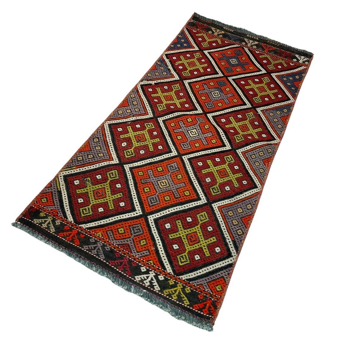 Traditional Turkish Mini Kilim Rug , Vintage Anatolian Turkish Kilim Rug photo 132.0