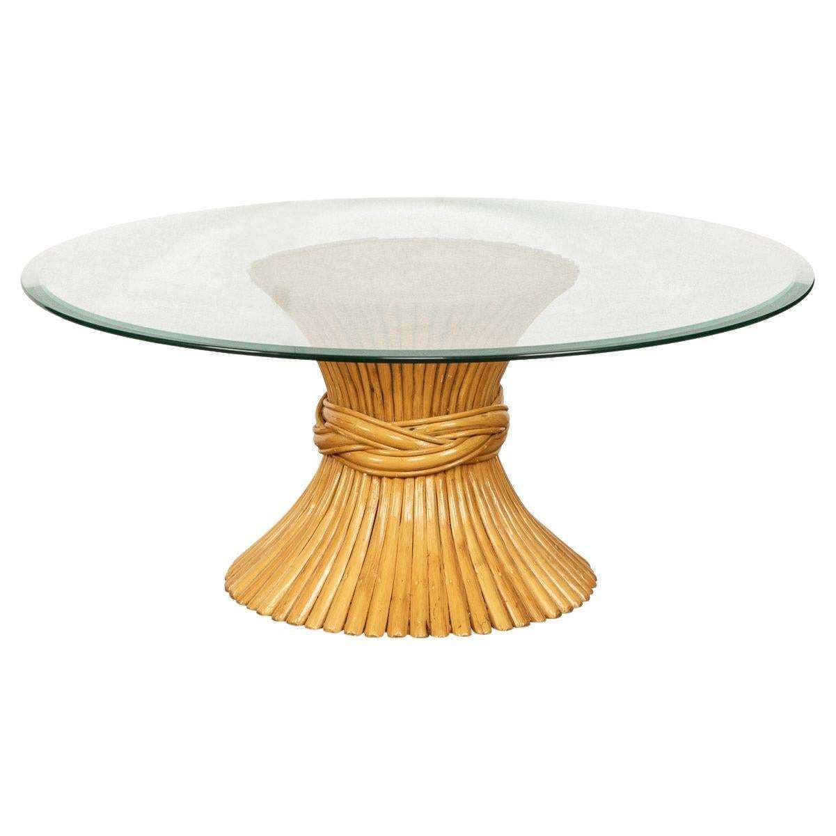 20th Century "Sheaf Of Wheat" Coffee Table By Mcguire, C.1970
