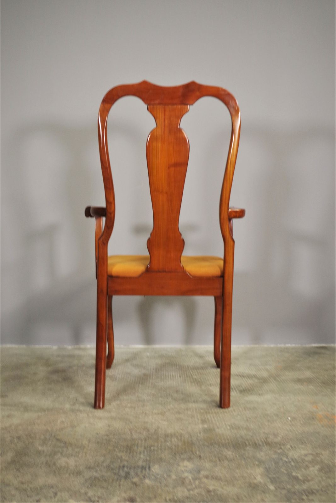 Furniture Original Antique Queen Anne Armchair, In Mahogany And Leather photo