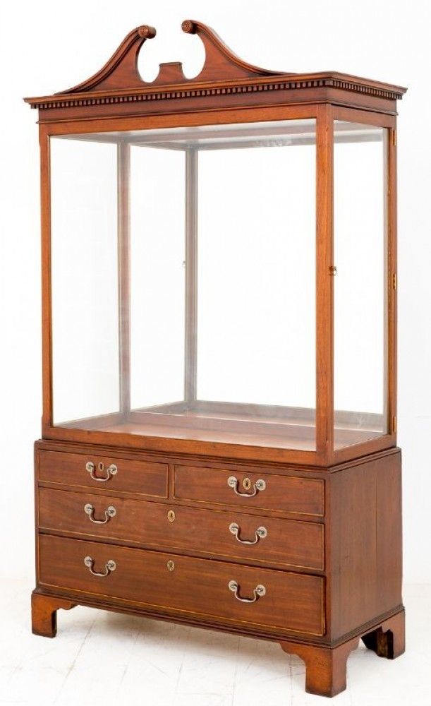 Antique Display Cabinet Georgian Mahogany Specimen 1880