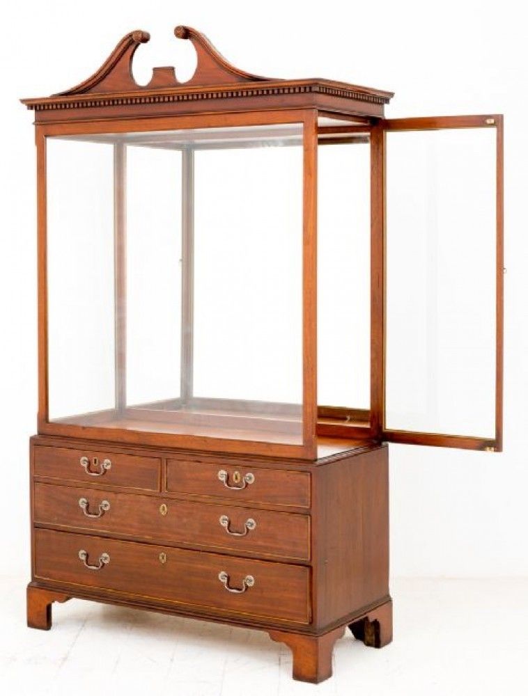 Antique Display Cabinet Georgian Mahogany Specimen 1880 photo for sale