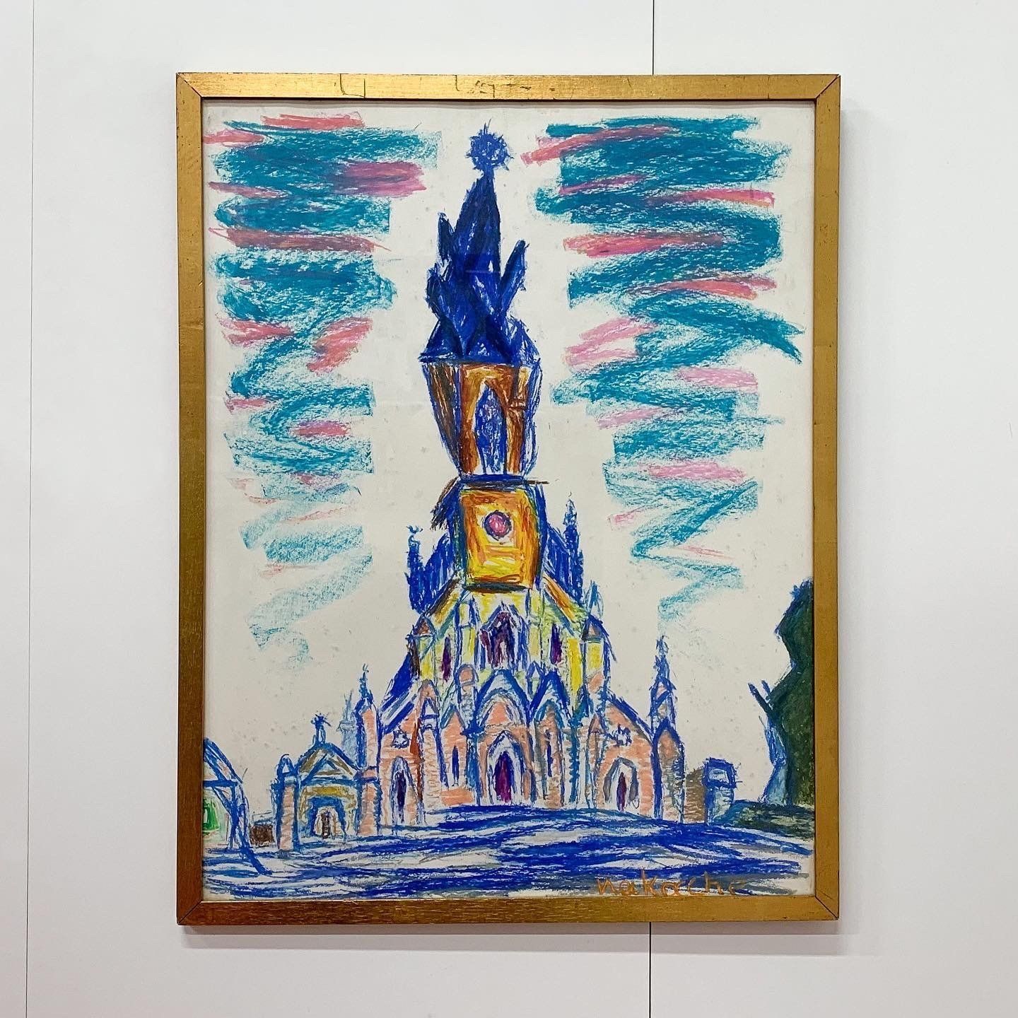 Expressionist Oil Pastel Study Of A Church By Armand Henri Nakache (1894 1976)   French, Mid C20th