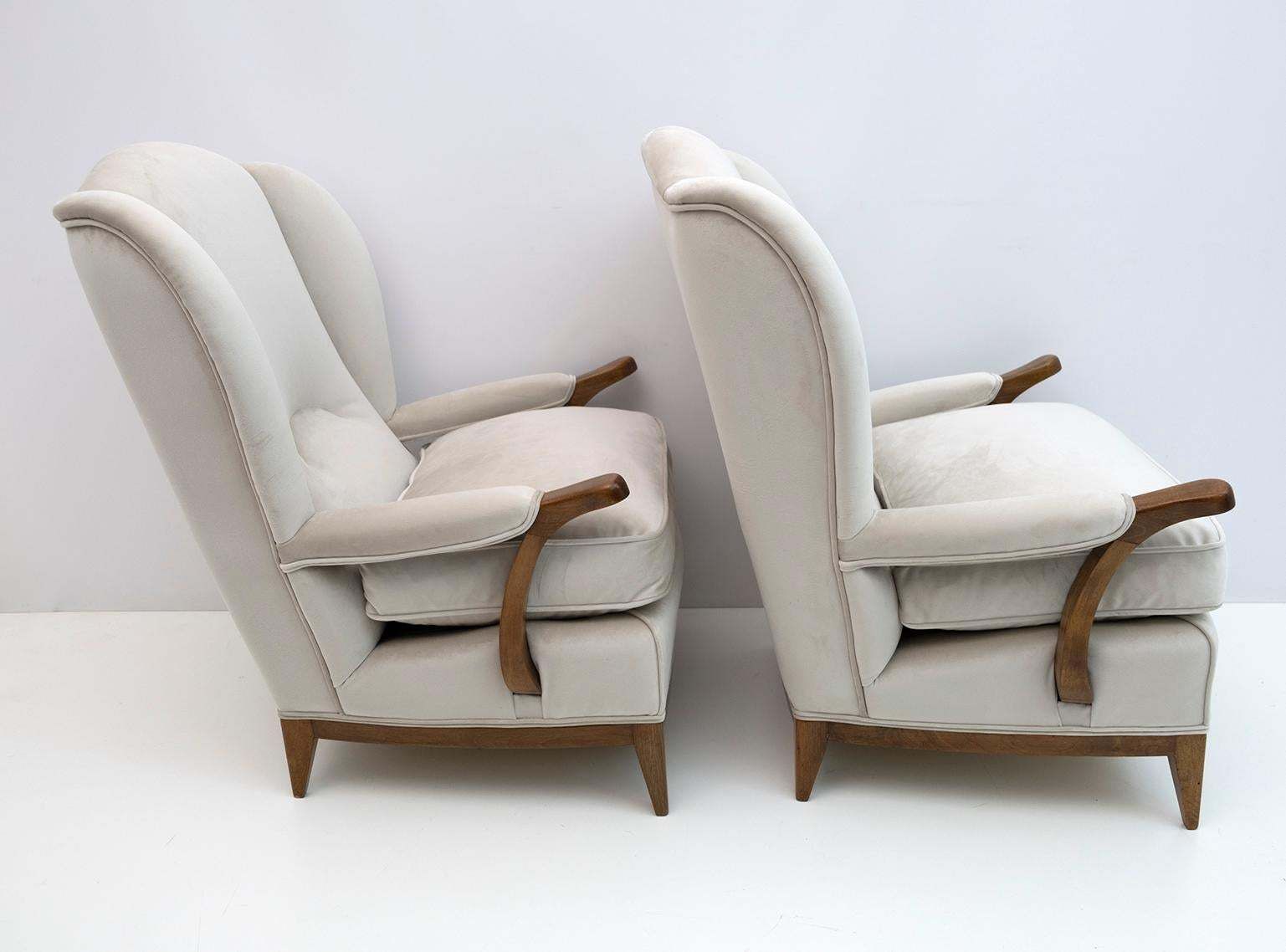 Pair Of Paolo Buffa Mid Century Modern Italian Velvet Armchairs, 1950s photo Furniture