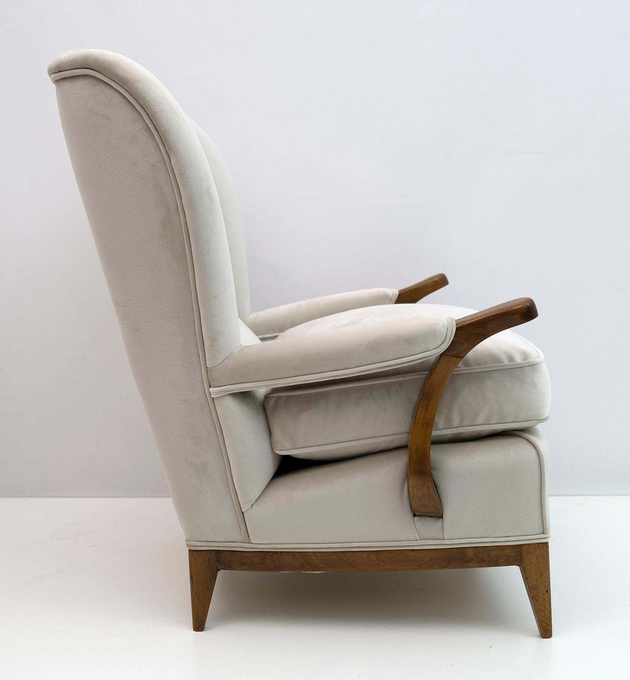 Pair Of Paolo Buffa Mid Century Modern Italian Velvet Armchairs, 1950s photo vintage
