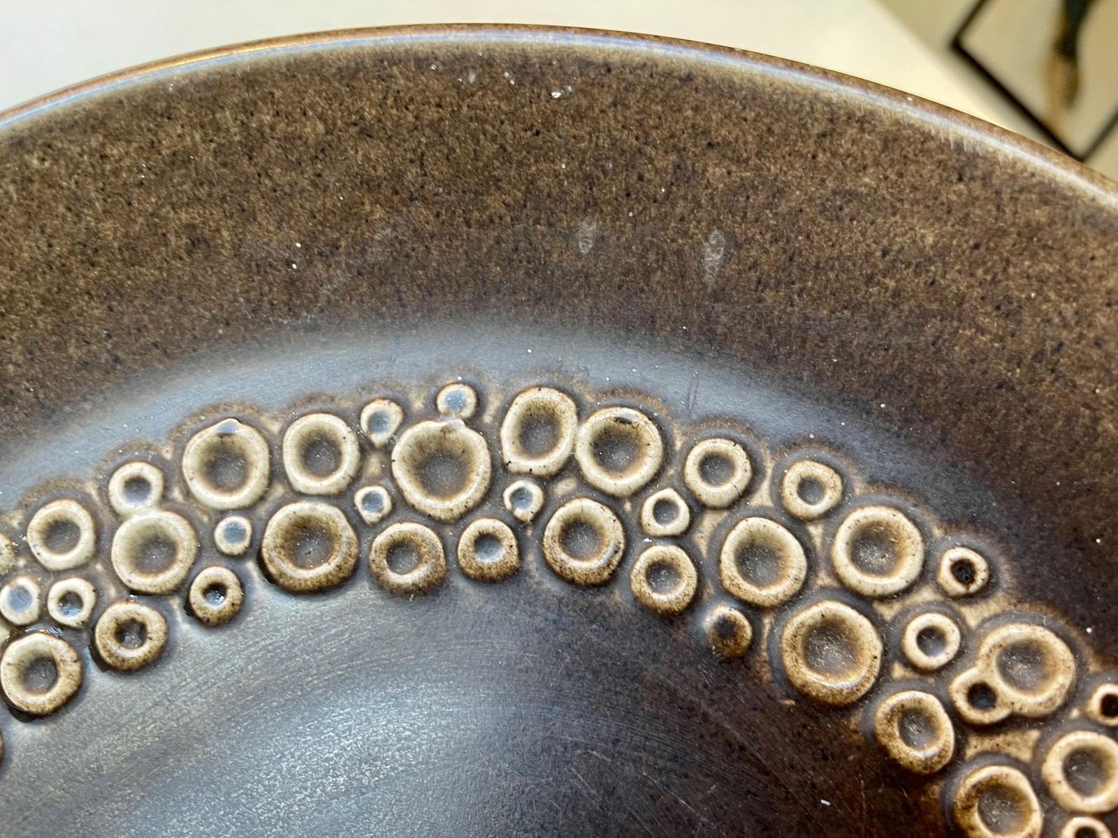 Glazed Moon Surface Centerpiece Dish By Frederik Ravnild, Danish 1960s photo for sale