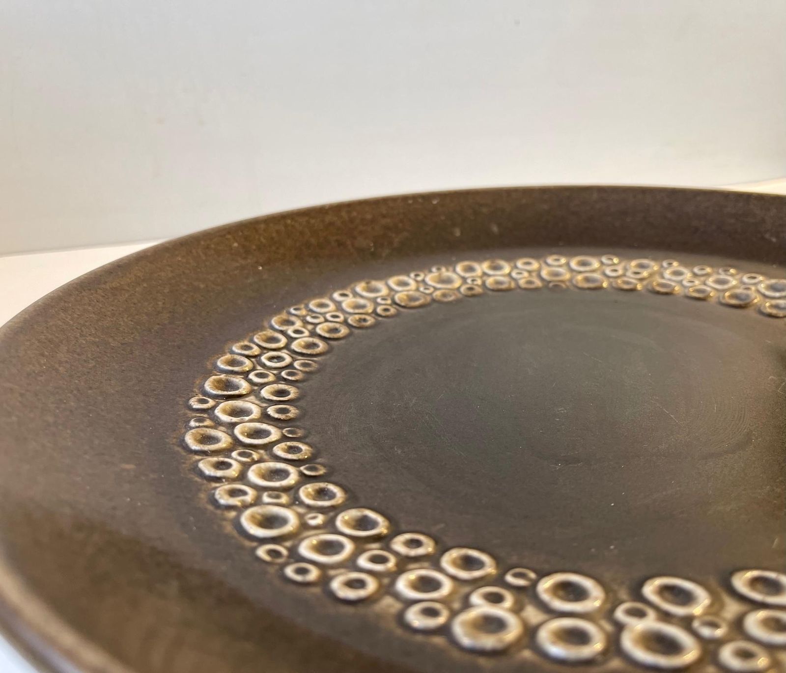 Glazed Moon Surface Centerpiece Dish By Frederik Ravnild, Danish 1960s photo vinterior