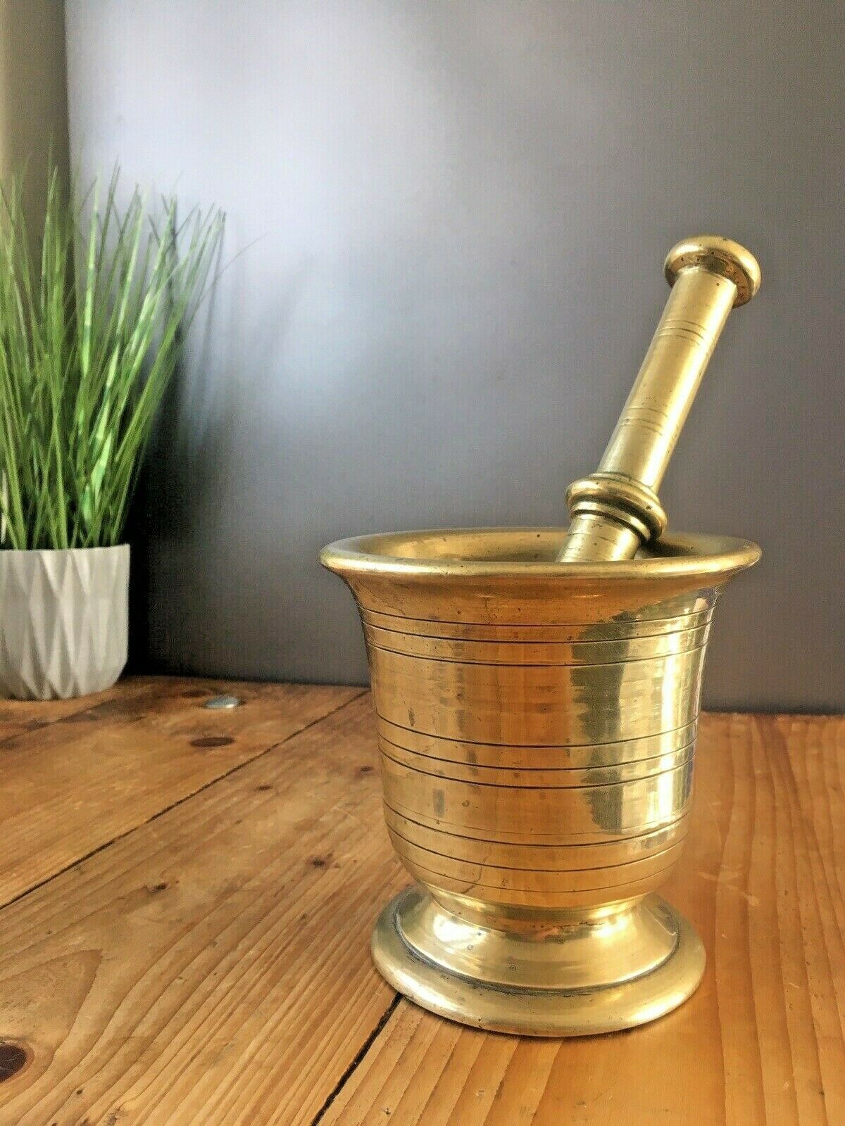 5kg Antique 19th C French Apothecary Brass Bronze Pestle & Mortar Kitchenalia