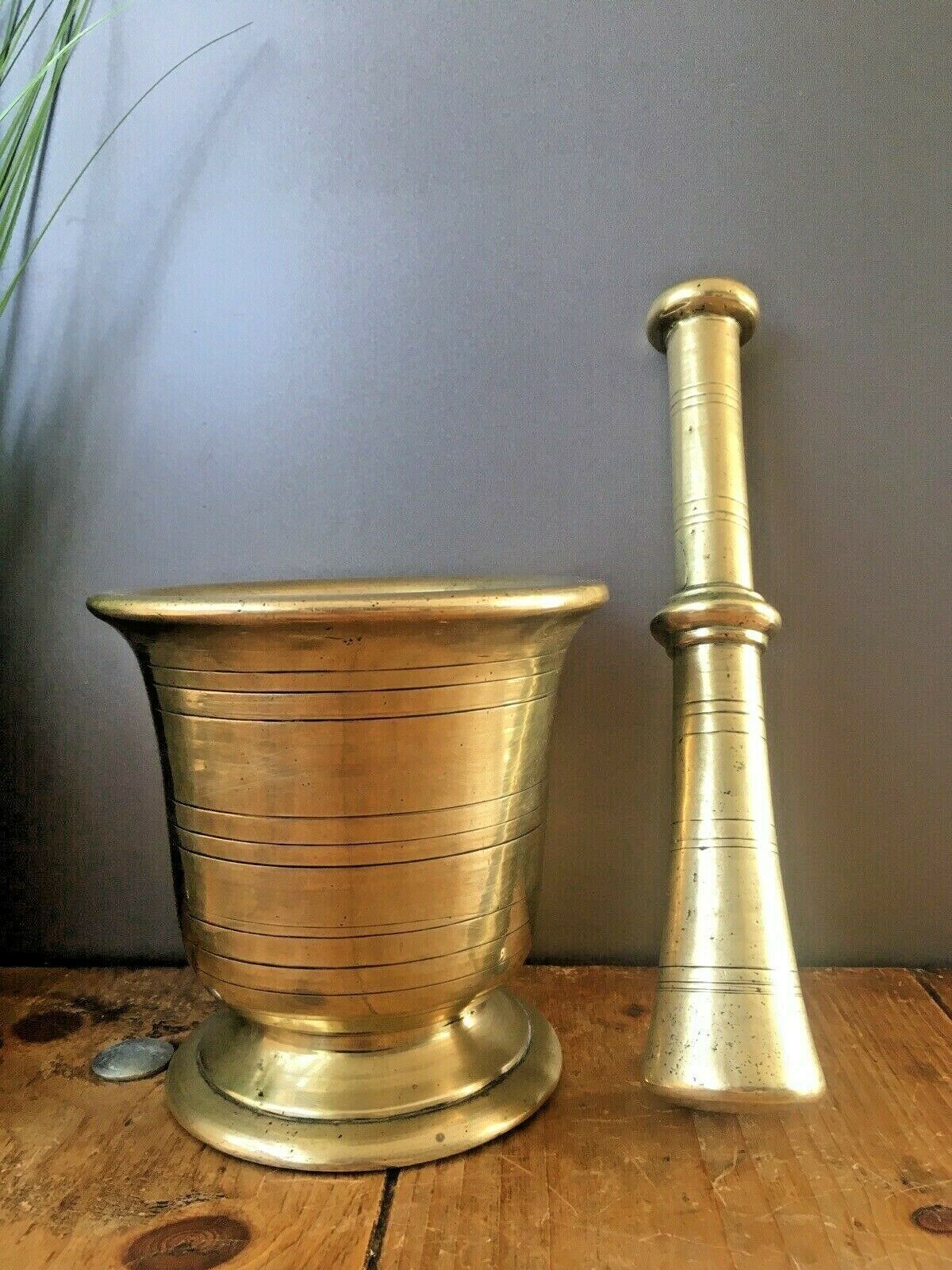 5kg Antique 19th C French Apothecary Brass Bronze Pestle & Mortar Kitchenalia photo for sale