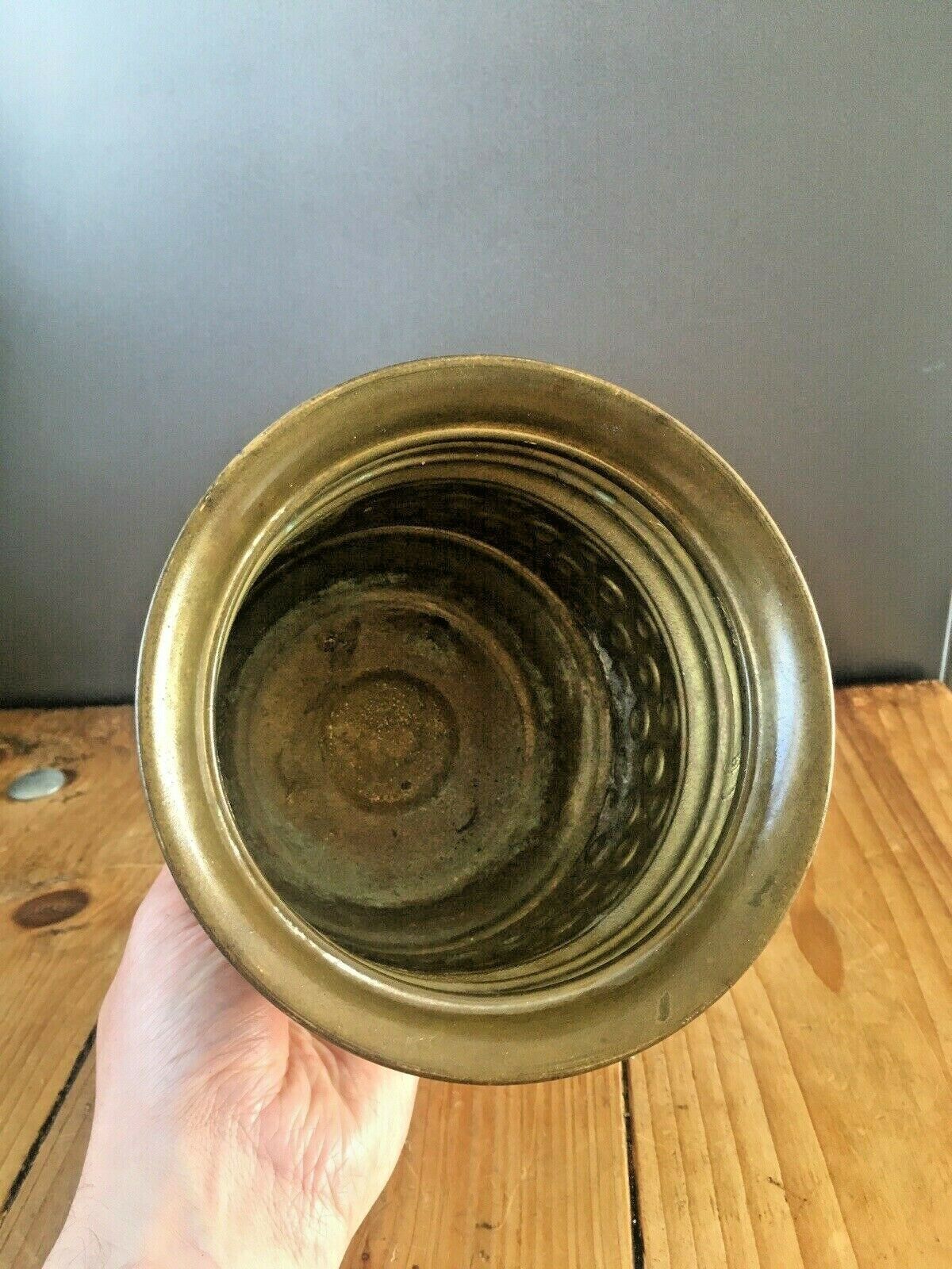 Vintage Retro Brass Circle Planter Lion Feet Flower Plant Pot Boho 70's Antique photo vintage