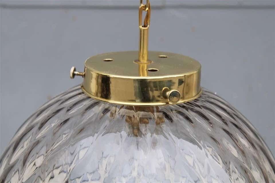 Chandelier Ball Murano Glass Venini Italian Design Brass Chain Gold 1960s photo Lighting