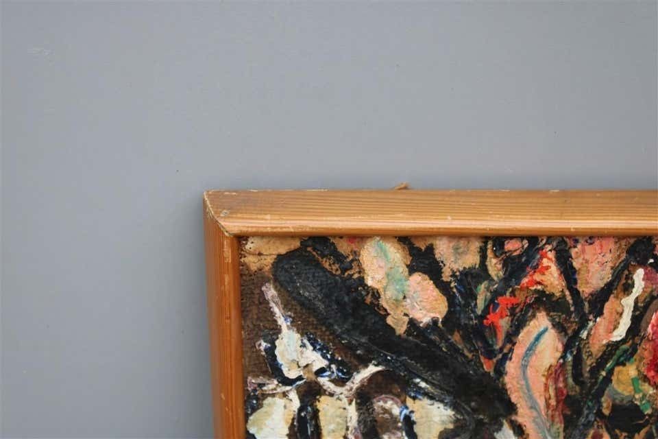 photo furniture Oil Abstract Painting Materic On Canvas Sack 1950 Italian Design Multicolor