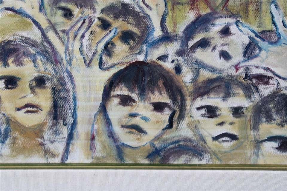 photo furniture Oil Painting Rainer Kriester 1960 With Children Cala Di Palermo Very Rare Work