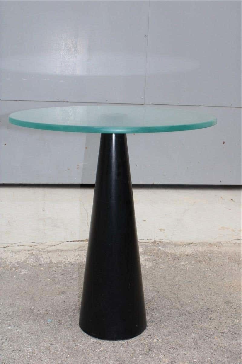 Coffe And Cocktail Table 1980 Black Piramid Satin Glass Top Italian Design photo Furniture