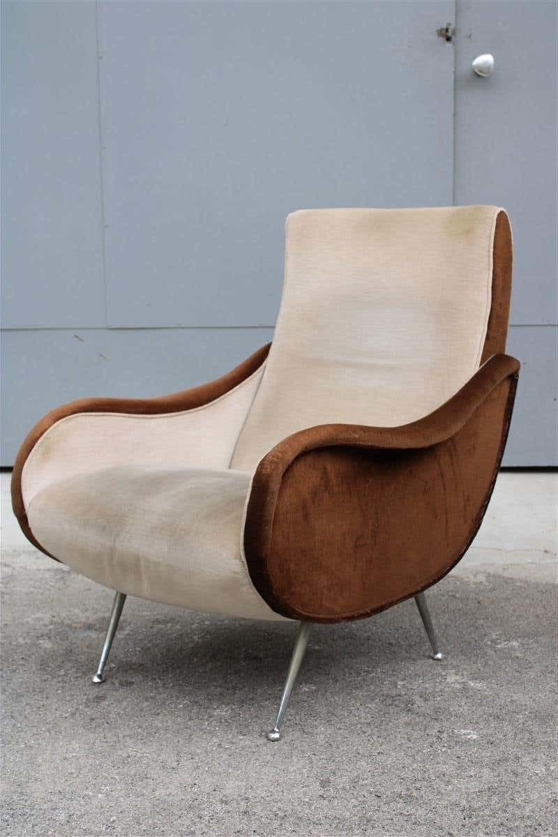 Mid Century Velvet Armchair Zanuso Style Italian Design, 1950s photo furniture