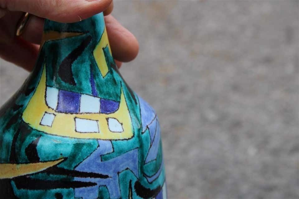 Bottle Ceramic Castelli Futuristic 1961 Multicolor Italian Design Di Simone photo vintage