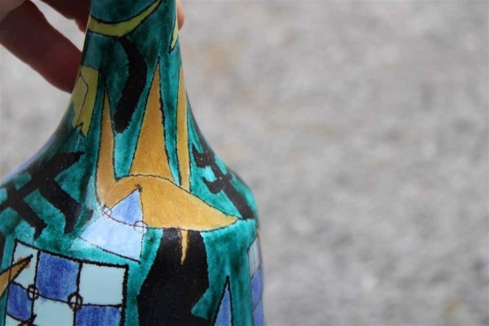 Home Decor Bottle Ceramic Castelli Futuristic 1961 Multicolor Italian Design Di Simone photo