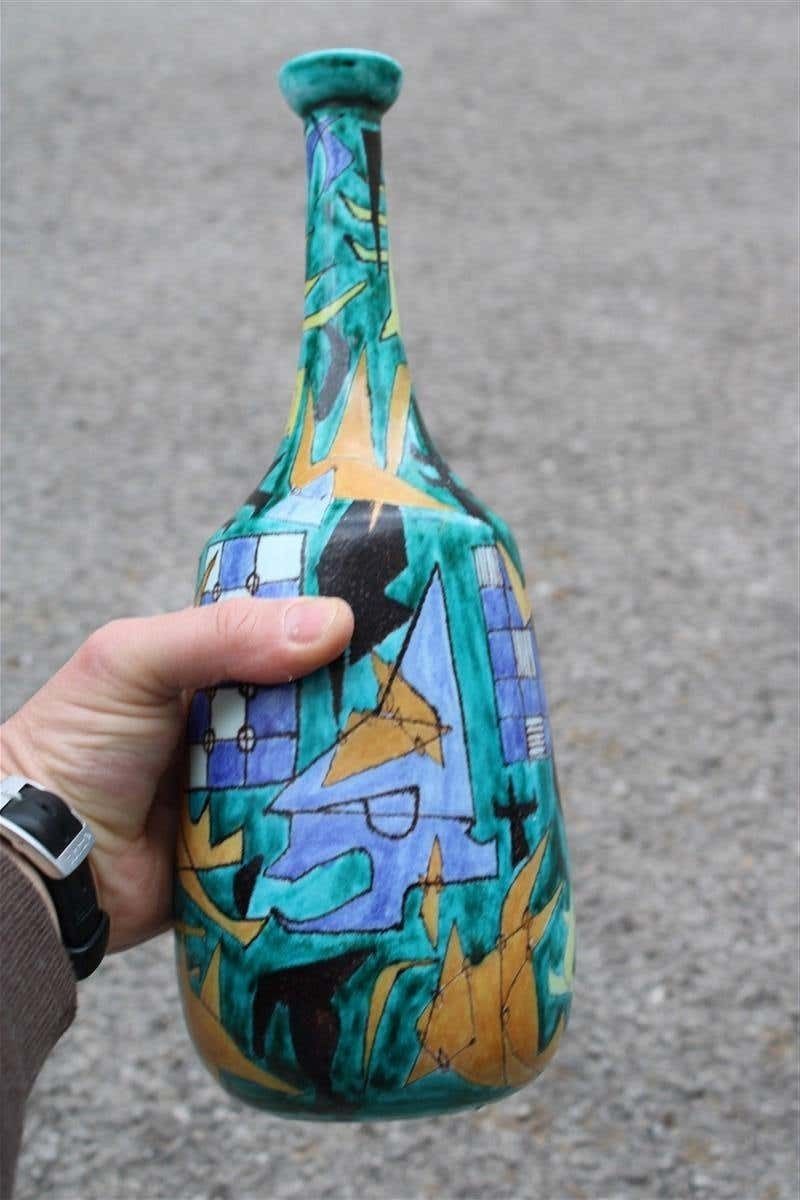 photo vinterior Bottle Ceramic Castelli Futuristic 1961 Multicolor Italian Design Di Simone