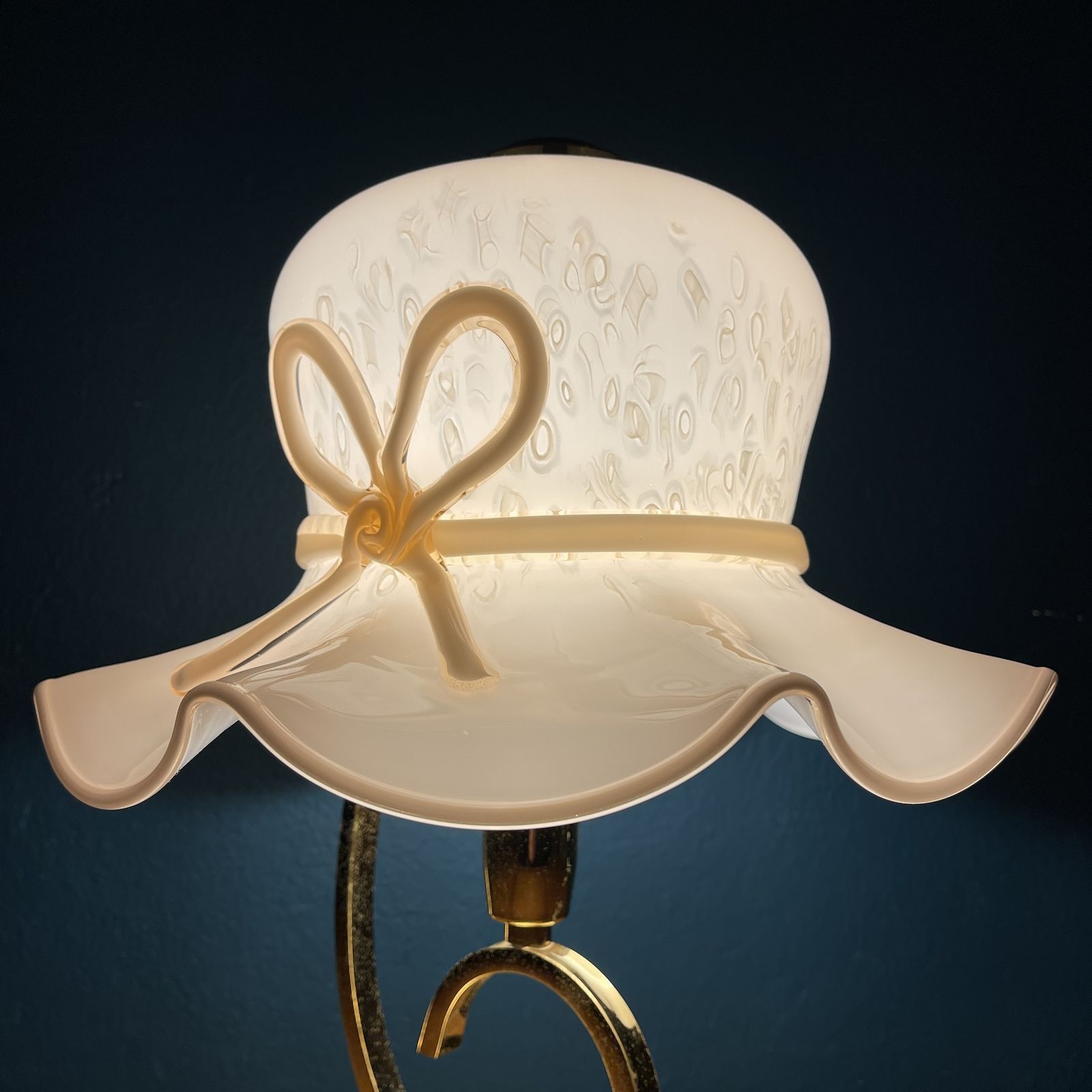 Pink Murano Table Lamp Italy 1980s Woman's Hat Murano Lamp photo Lighting