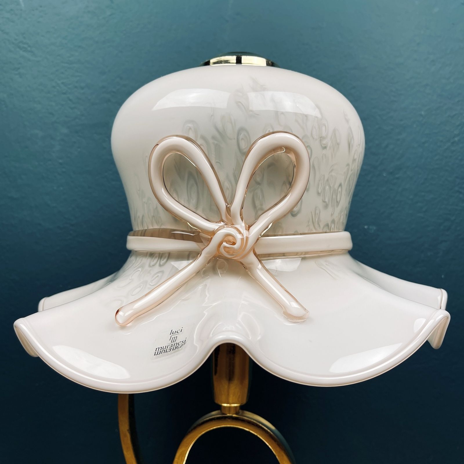 photo for sale Pink Murano Table Lamp Italy 1980s Woman's Hat Murano Lamp