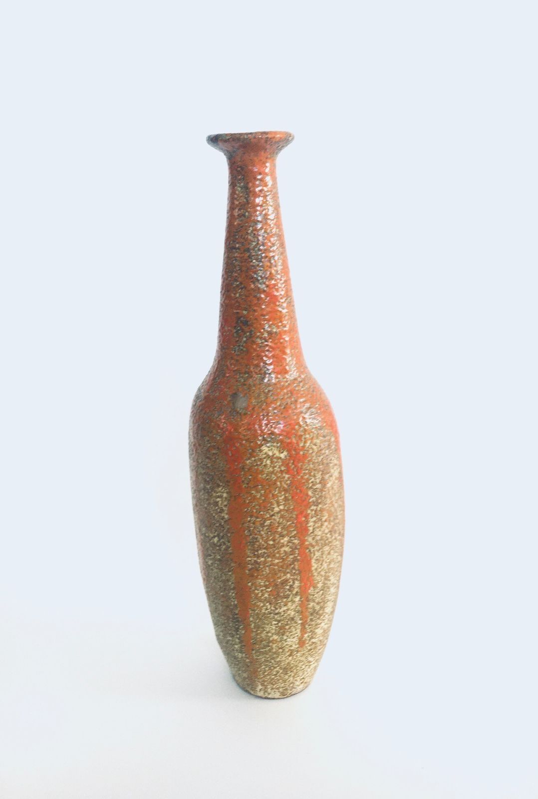 Midcentury Modern Studio Pottery Tall Thick Glazed Vase Hungary 1960's photo furniture