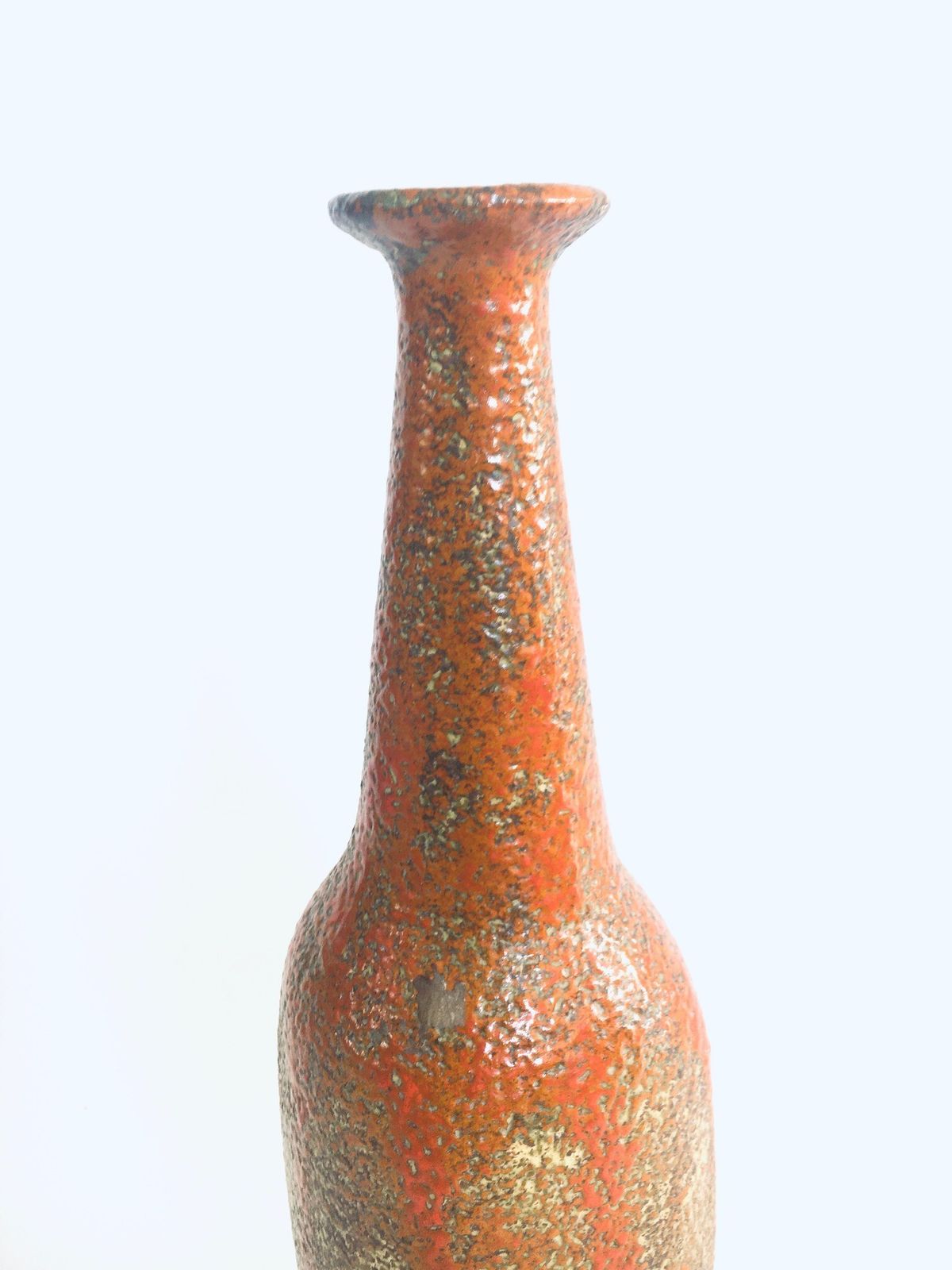 Midcentury Modern Studio Pottery Tall Thick Glazed Vase Hungary 1960's photo 223.2