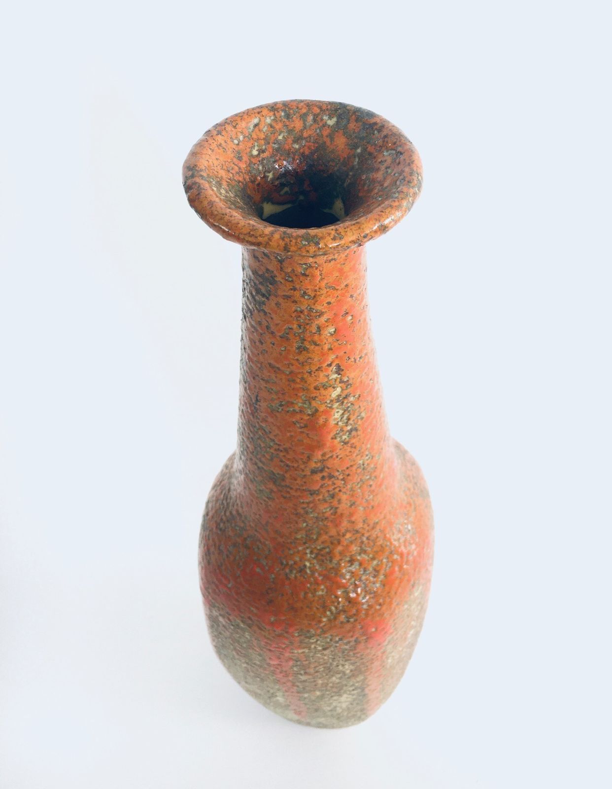 Midcentury Modern Studio Pottery Tall Thick Glazed Vase Hungary 1960's photo vintage