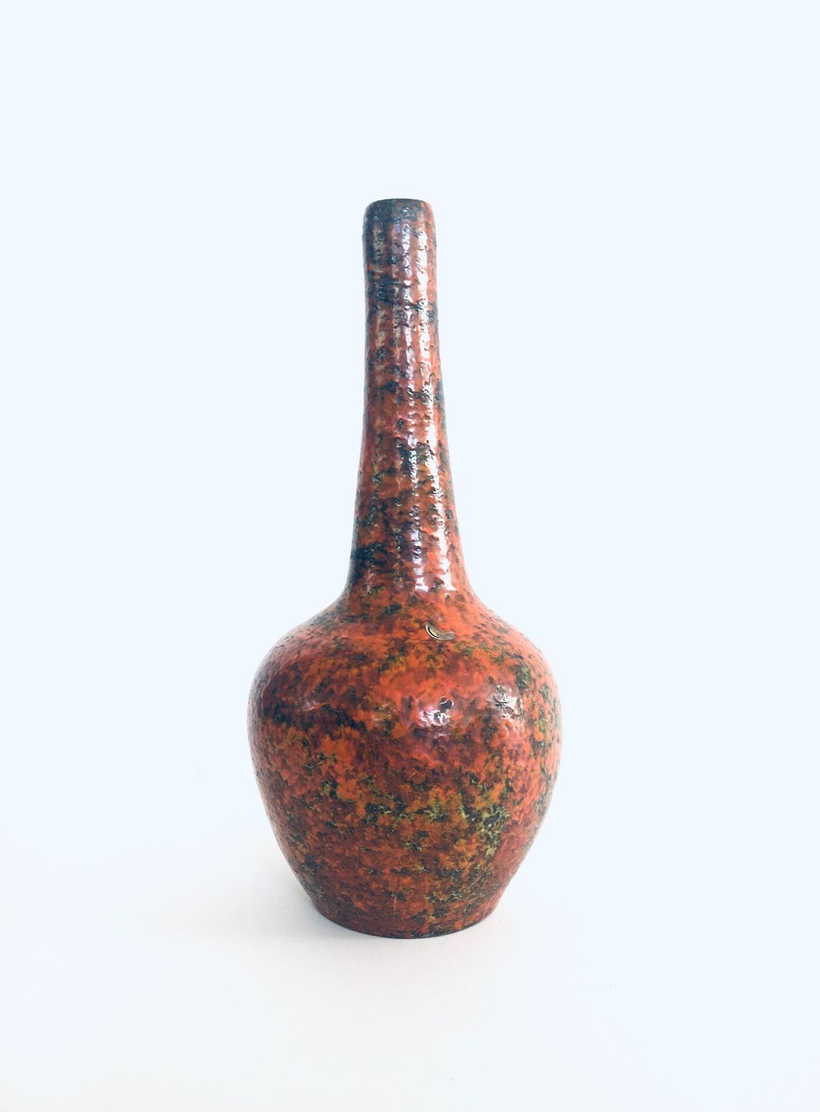 Midcentury Art Studio Pottery Tall Fluted Hooped Vase Hungary 1960's