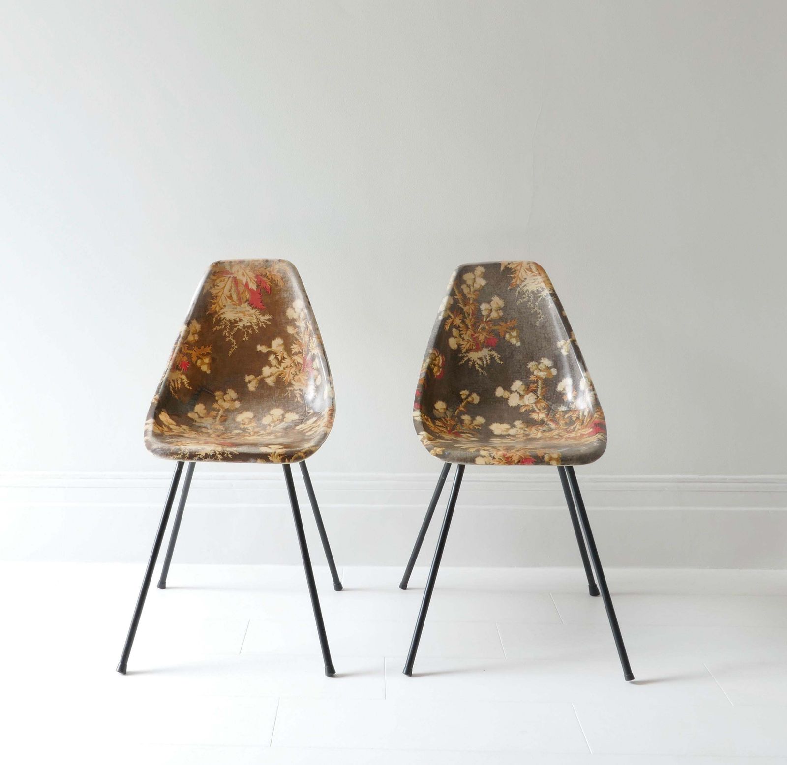Pair Of Fibreglass Side Chairs By Rene Jean Caillette, France 1950s photo for sale