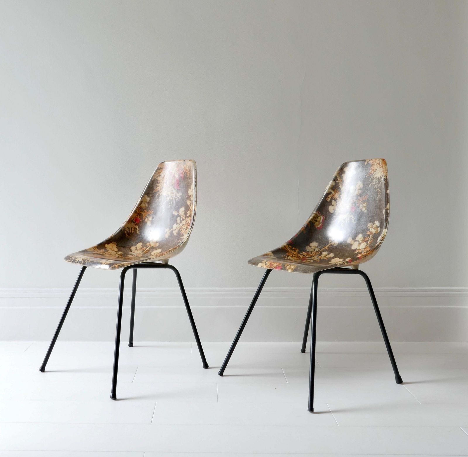 Pair Of Fibreglass Side Chairs By Rene Jean Caillette, France 1950s photo Furniture