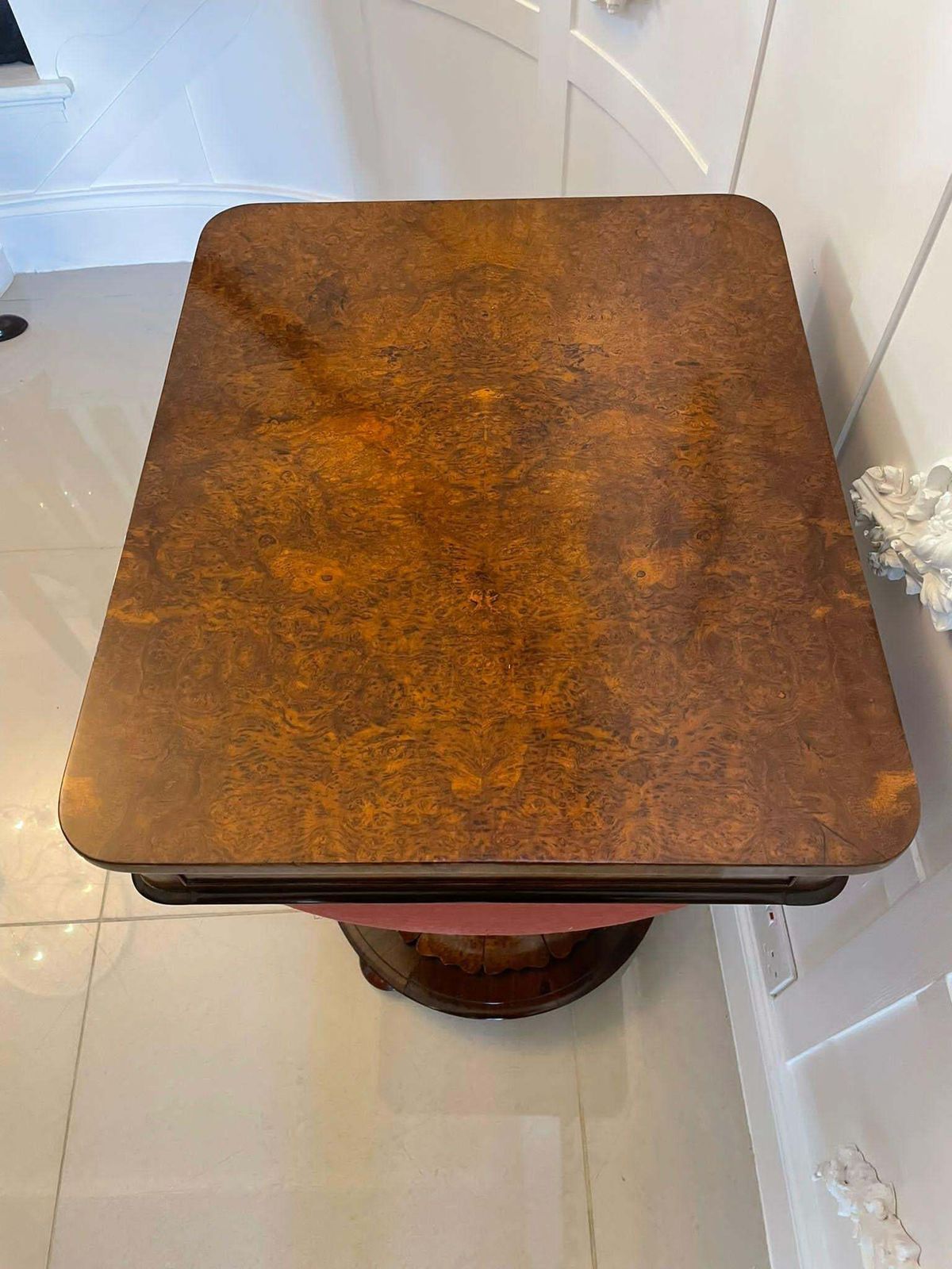 Fine Quality Antique Victorian Burr Walnut Freestanding Sewing Table photo for sale