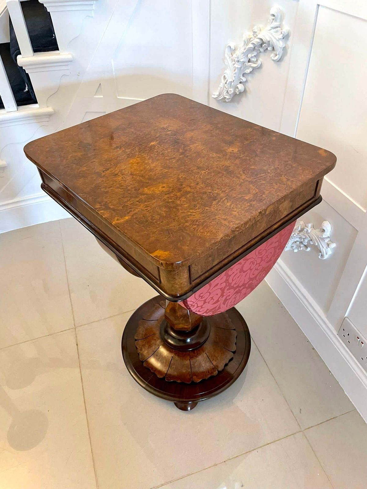 Fine Quality Antique Victorian Burr Walnut Freestanding Sewing Table photo Furniture