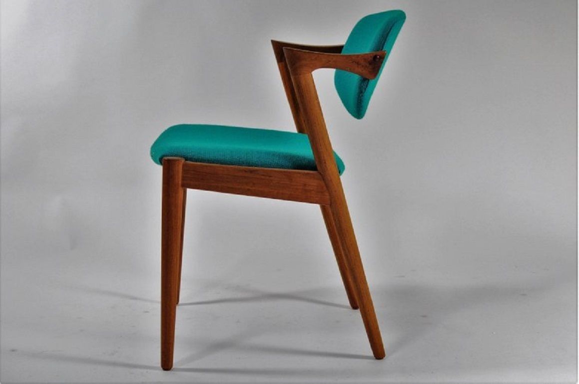 1960´S Kai Kristiansen Twelve Fully Restored Dining Chairs In Teak   Custom Upholstery photo for sale