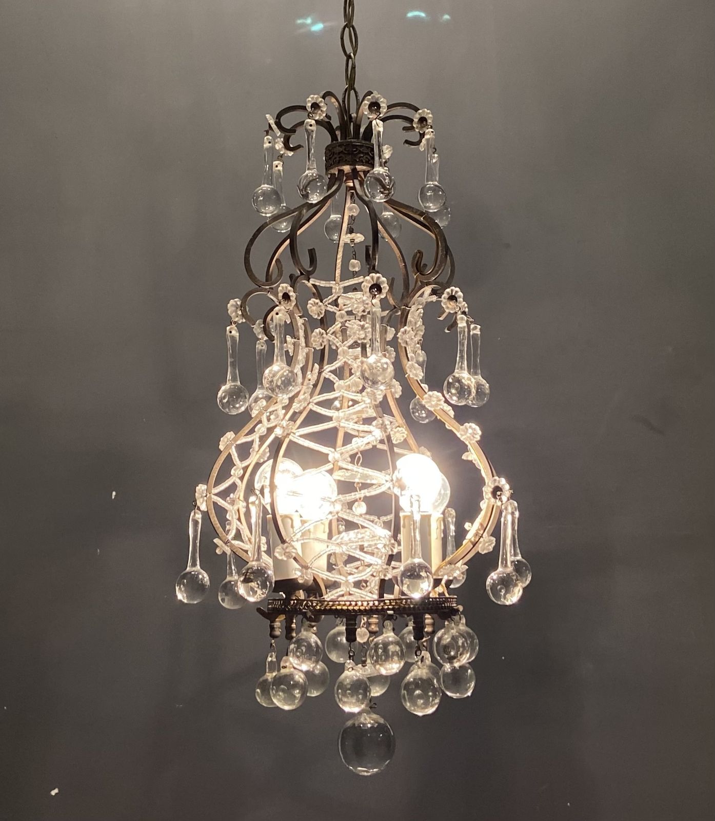 Vintage Italian Murano Glass Drop Light Pendant photo vintage