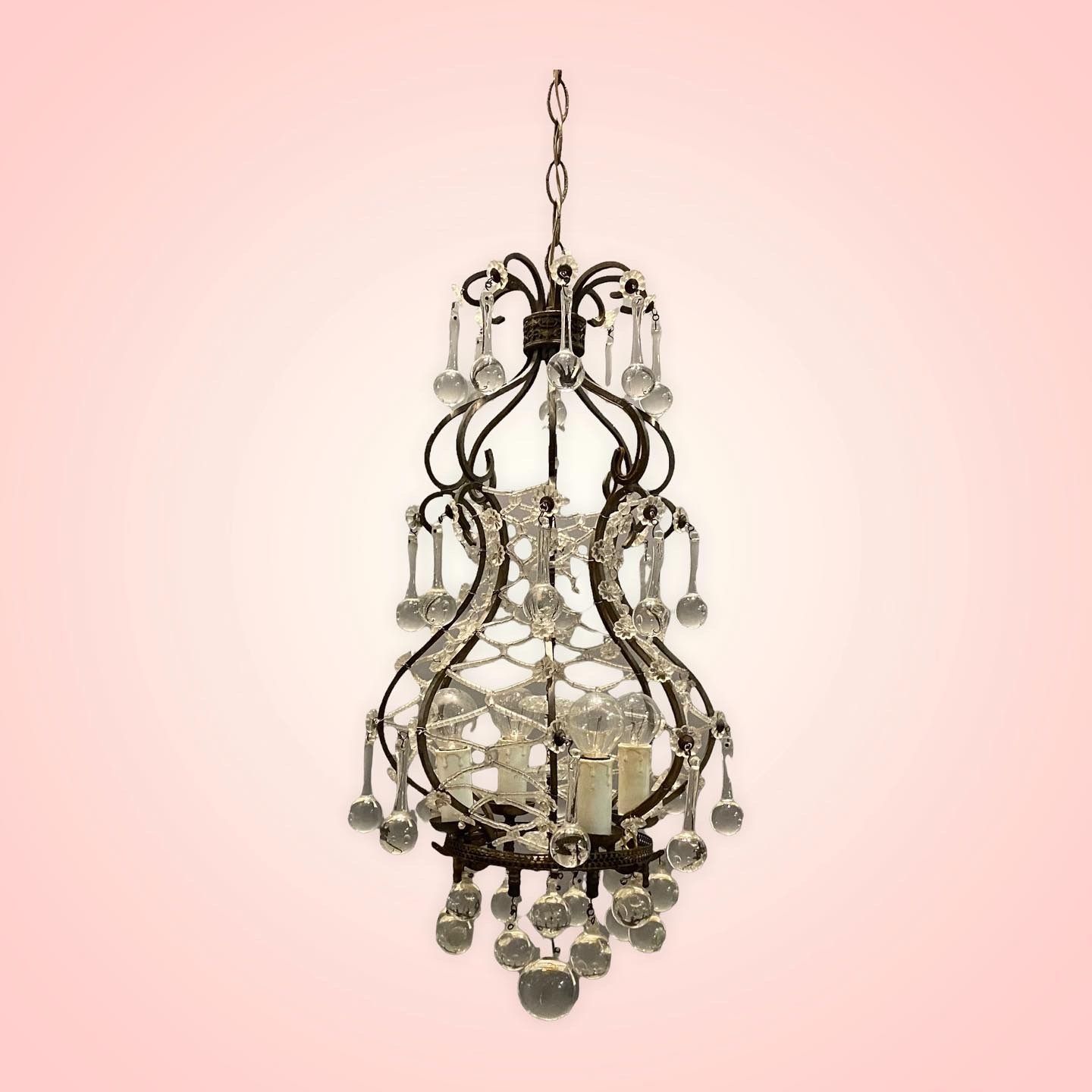 Vintage Italian Murano Glass Drop Light Pendant