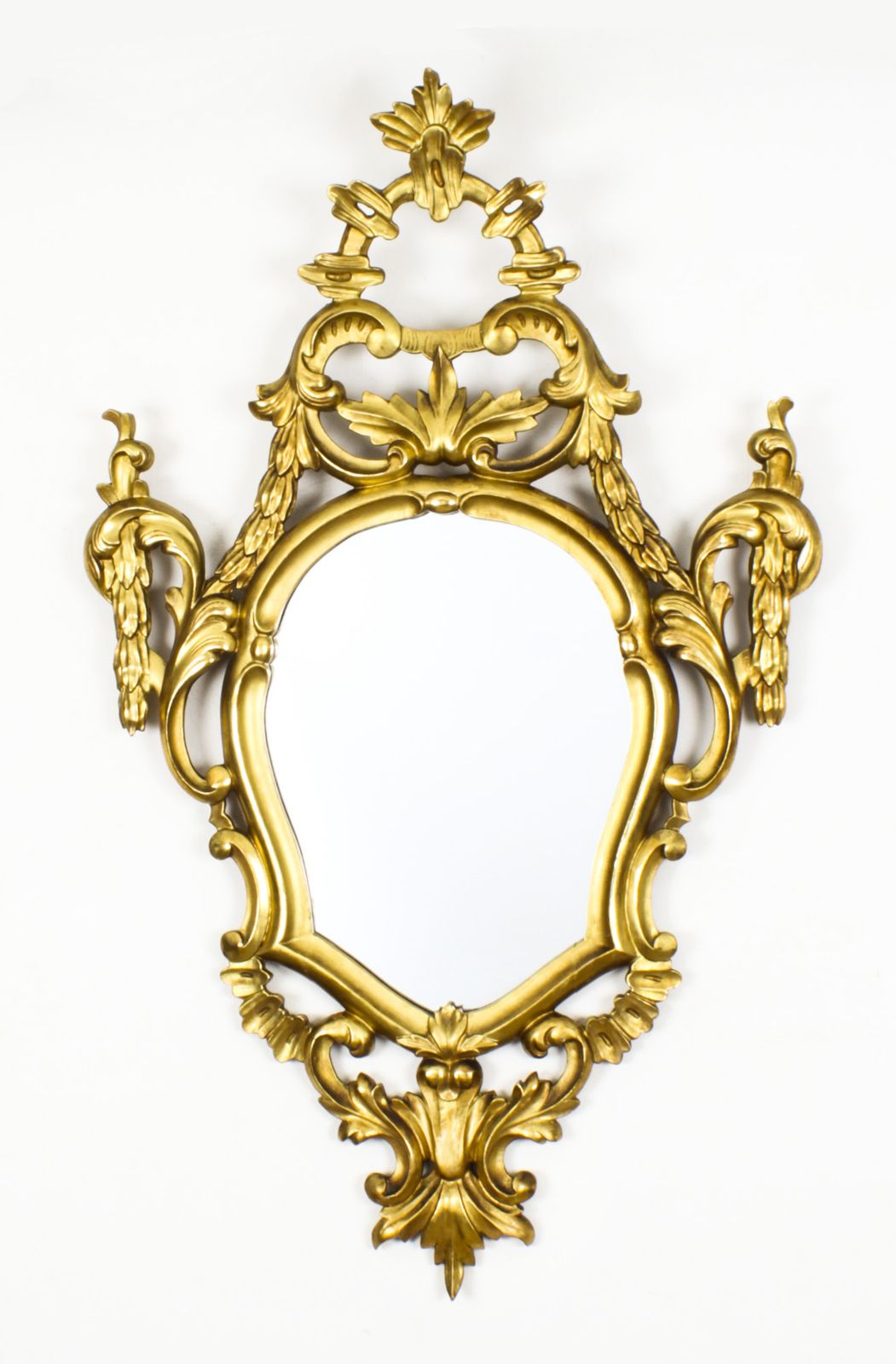 Antique Pair Florentine Rococo Giltwood Mirrors 19th Century  102x63cm photo furniture