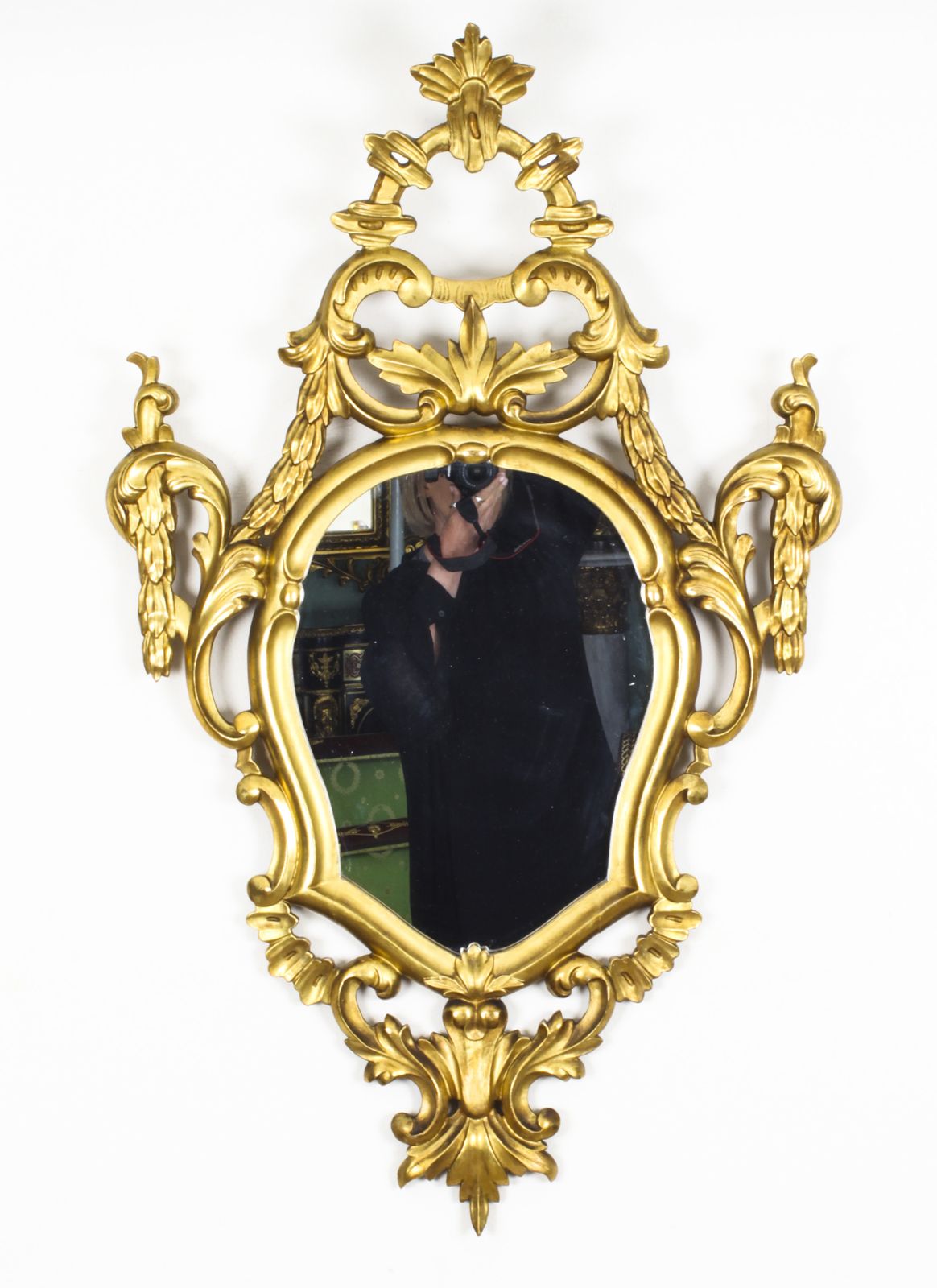 Antique Pair Florentine Rococo Giltwood Mirrors 19th Century  102x63cm photo Home Decor
