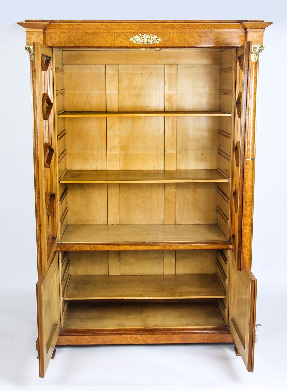 Furniture Antique French Charles X Burr Maple And Ormolu Bookcase Circa 1820 19th C photo