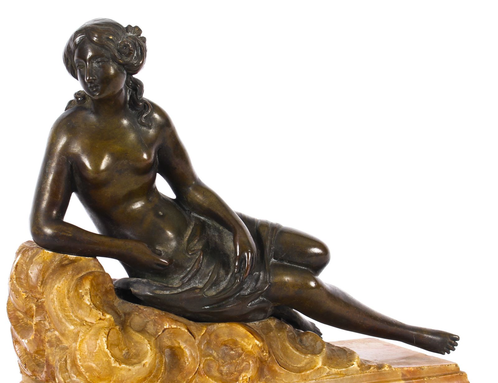 photo vintage Antique Pair Bronze Semi Nude Classical Ladies Sculptures / Bookends 19th Cent