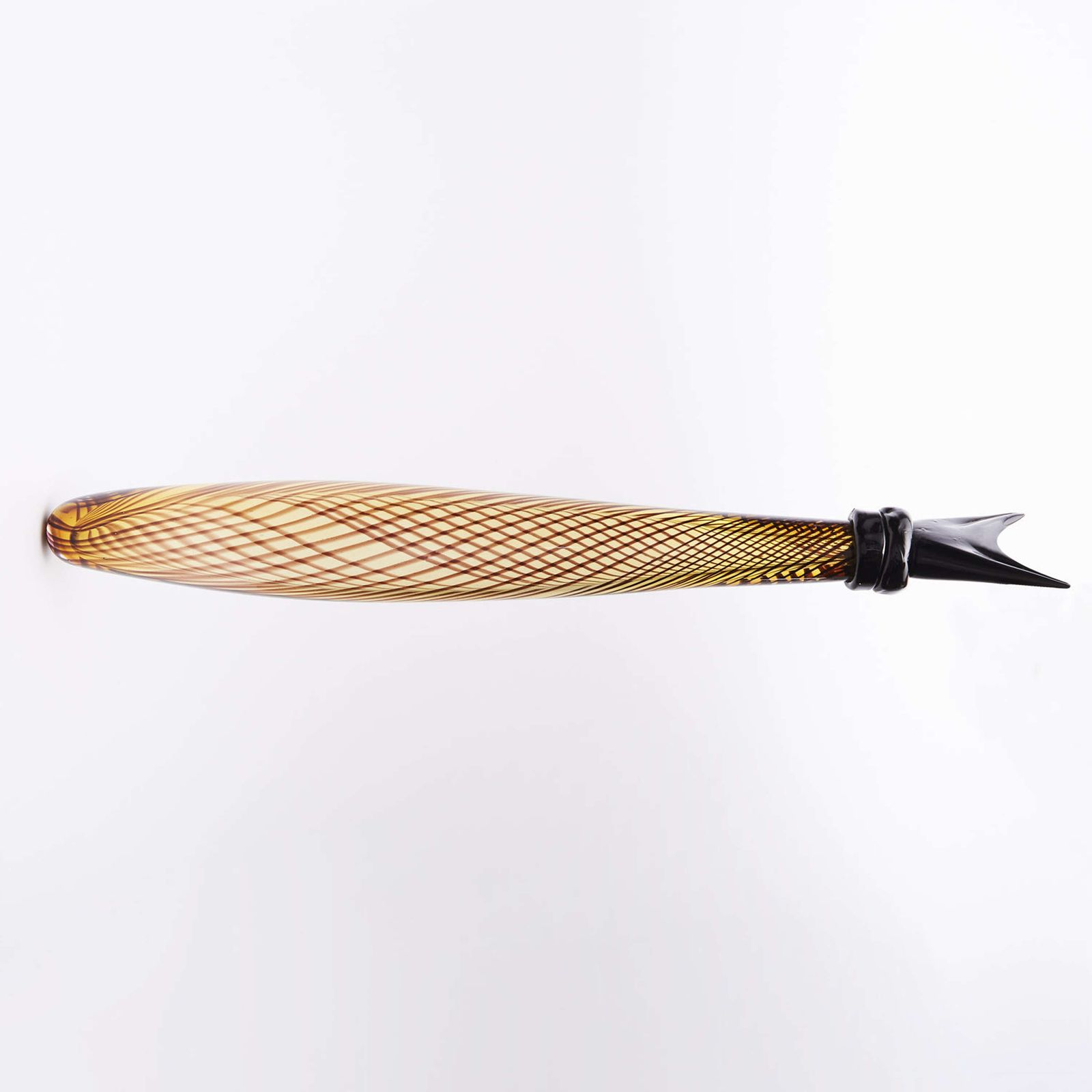 Elongated Murano Fish Sculpture 1950 In Reticello Glass photo for sale