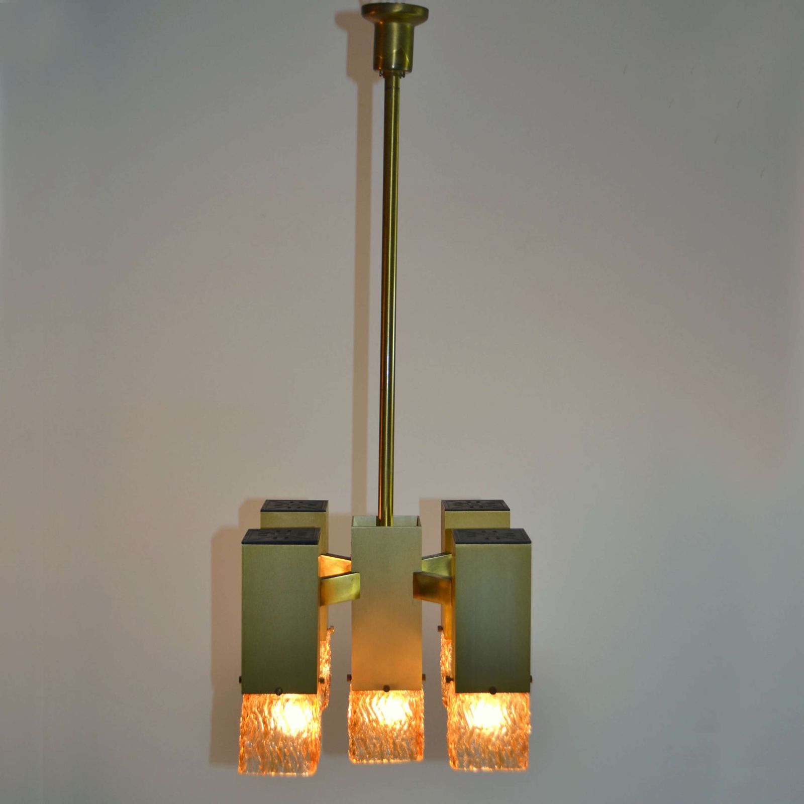Cubic Sciolari Chandelier In Amber Glass And Metal photo furniture
