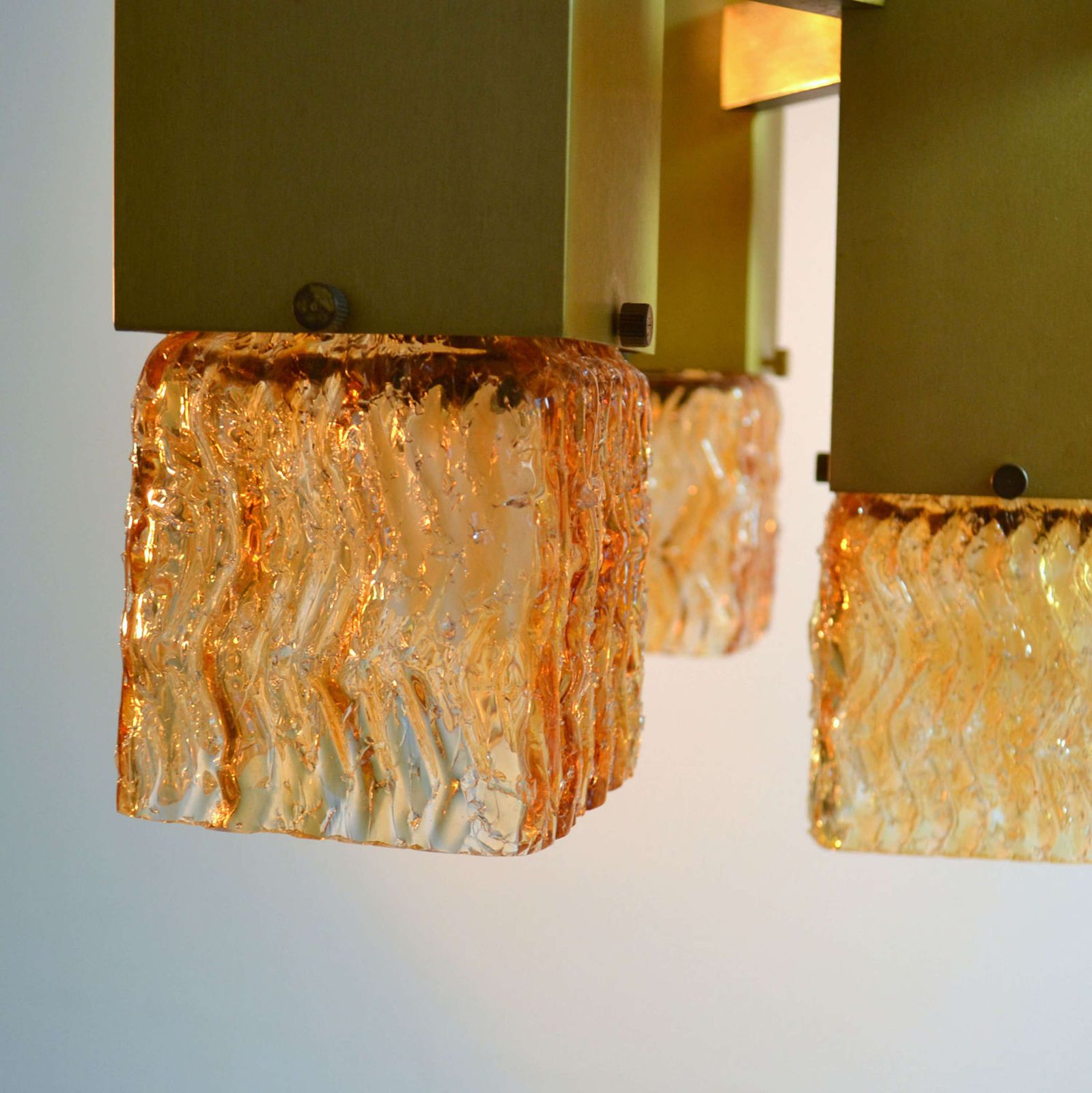 Cubic Sciolari Chandelier In Amber Glass And Metal photo 2500.0