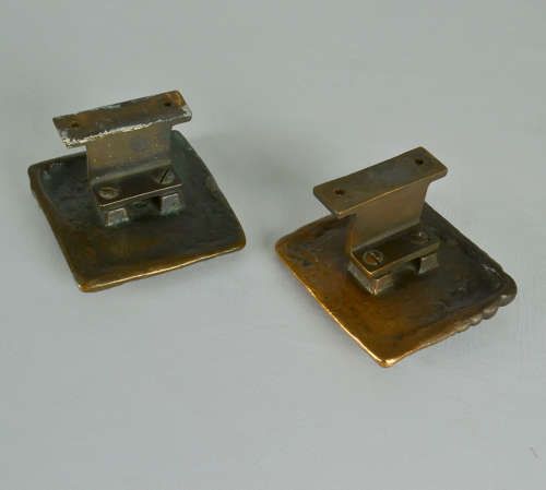 photo furniture Pair Of Square Bronze Push Pull Door Handles With Tree Relief